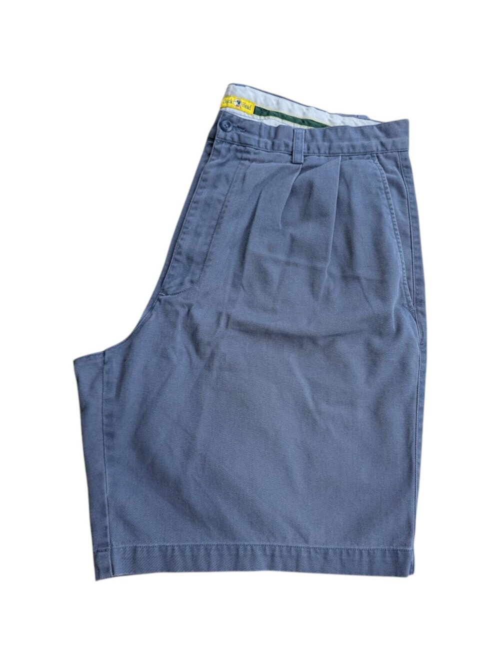 Vintage Duck Head Mens 36 Blue Cotton Pleated Chino Shorts 90s Preppy 9" Inseam